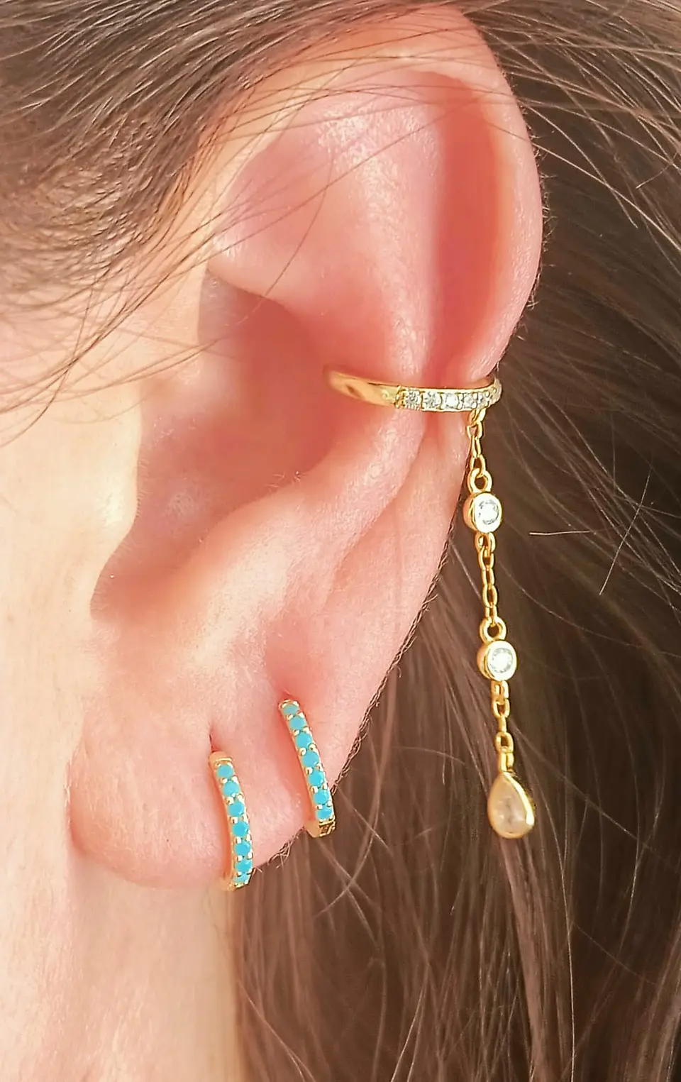 Aro Earcuff Jasmine Plata 925 Chapado En Oro 18k 2