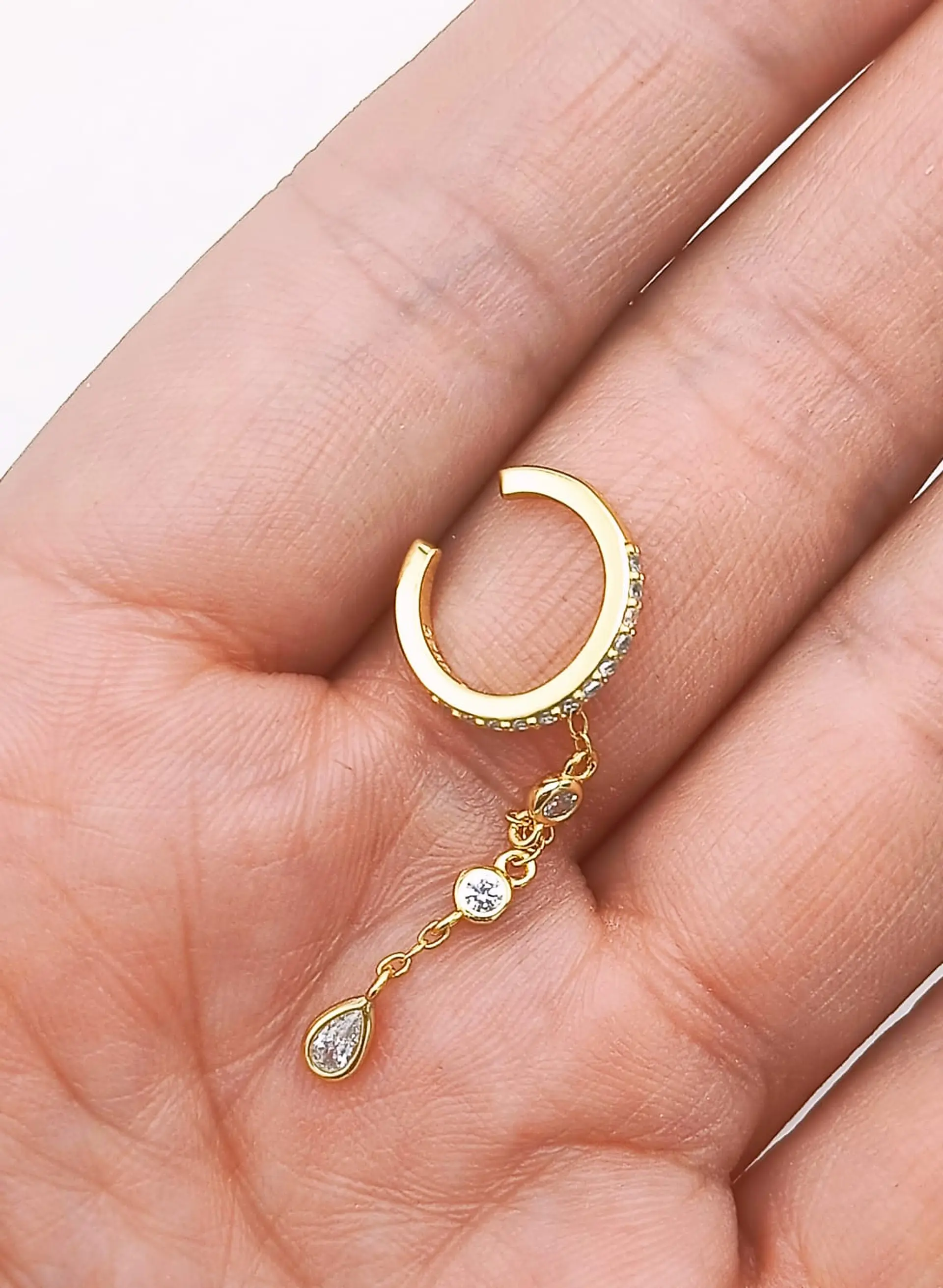 Aro Earcuff Jasmine Plata 925 Chapado En Oro 18k 3