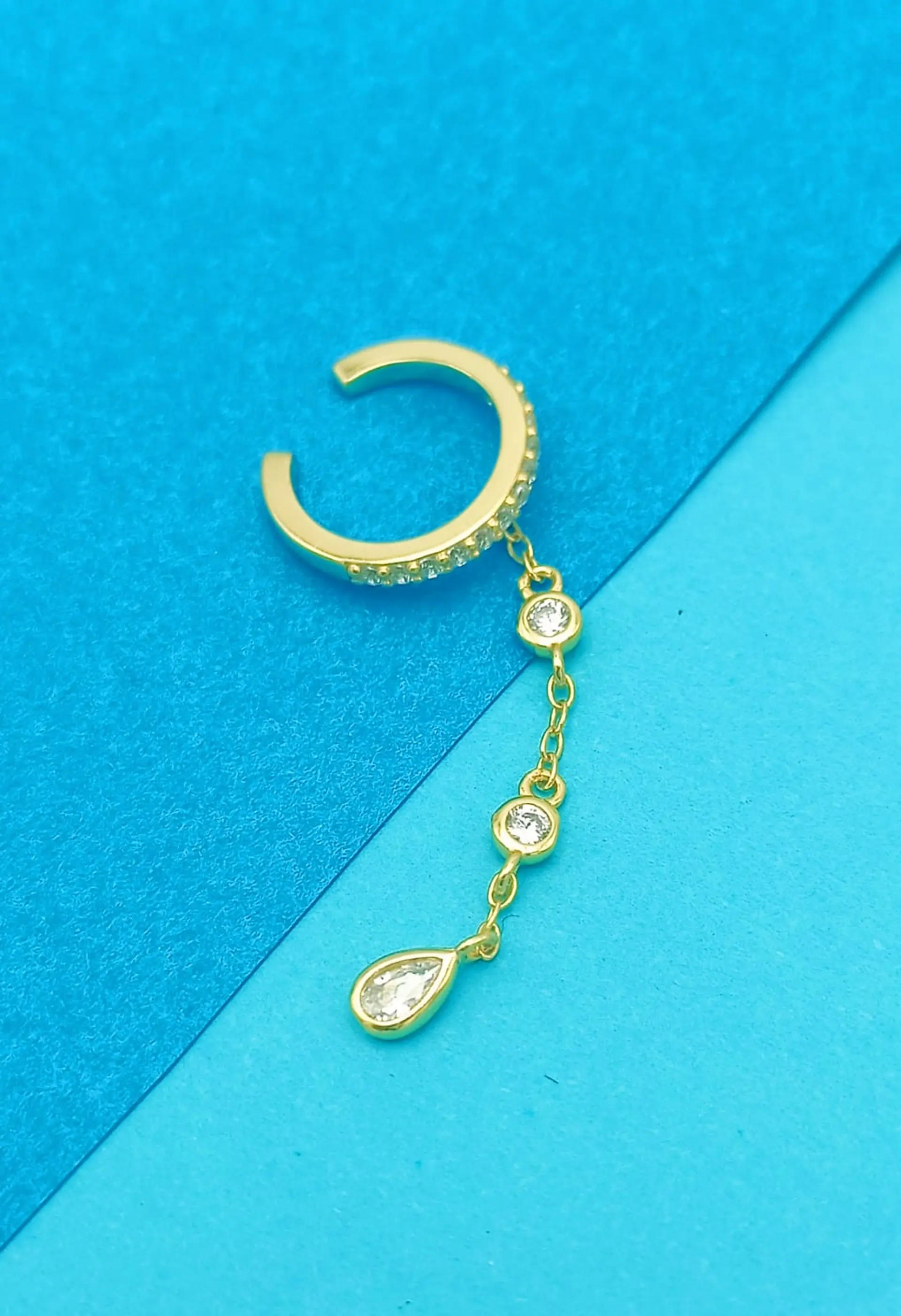 Aro Earcuff Jasmine Plata 925 Chapado En Oro 18k 5