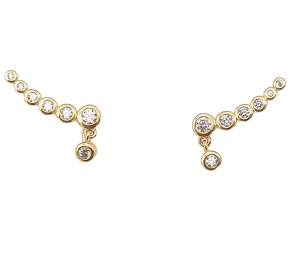 Aros Trepadores modelo Constelación Plata S925 Chapado En Oro 18k 1