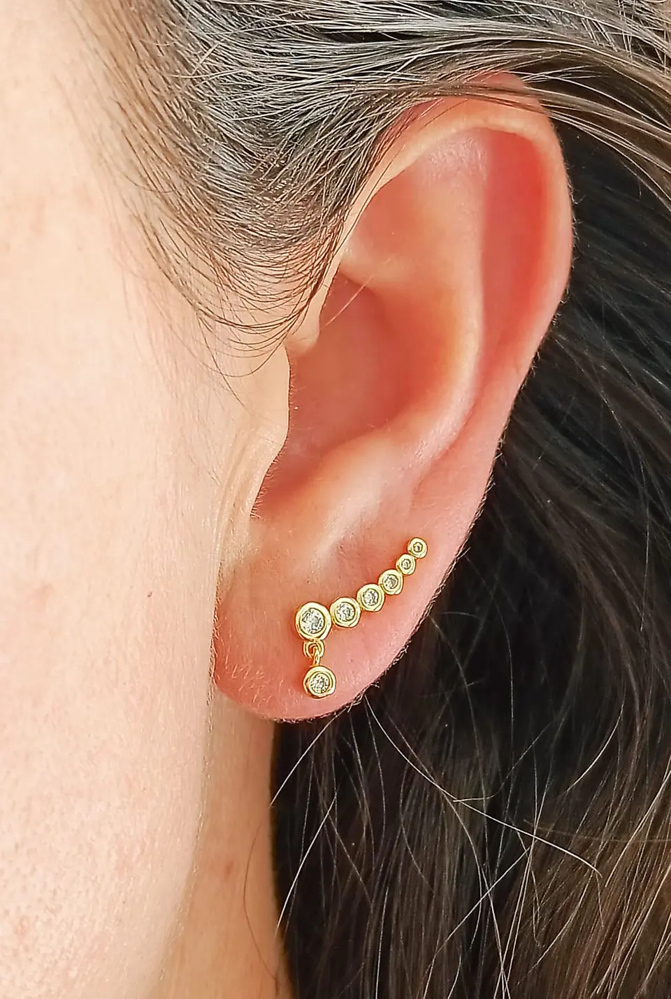 Aros Trepadores modelo Constelación Plata S925 Chapado En Oro 18k 3