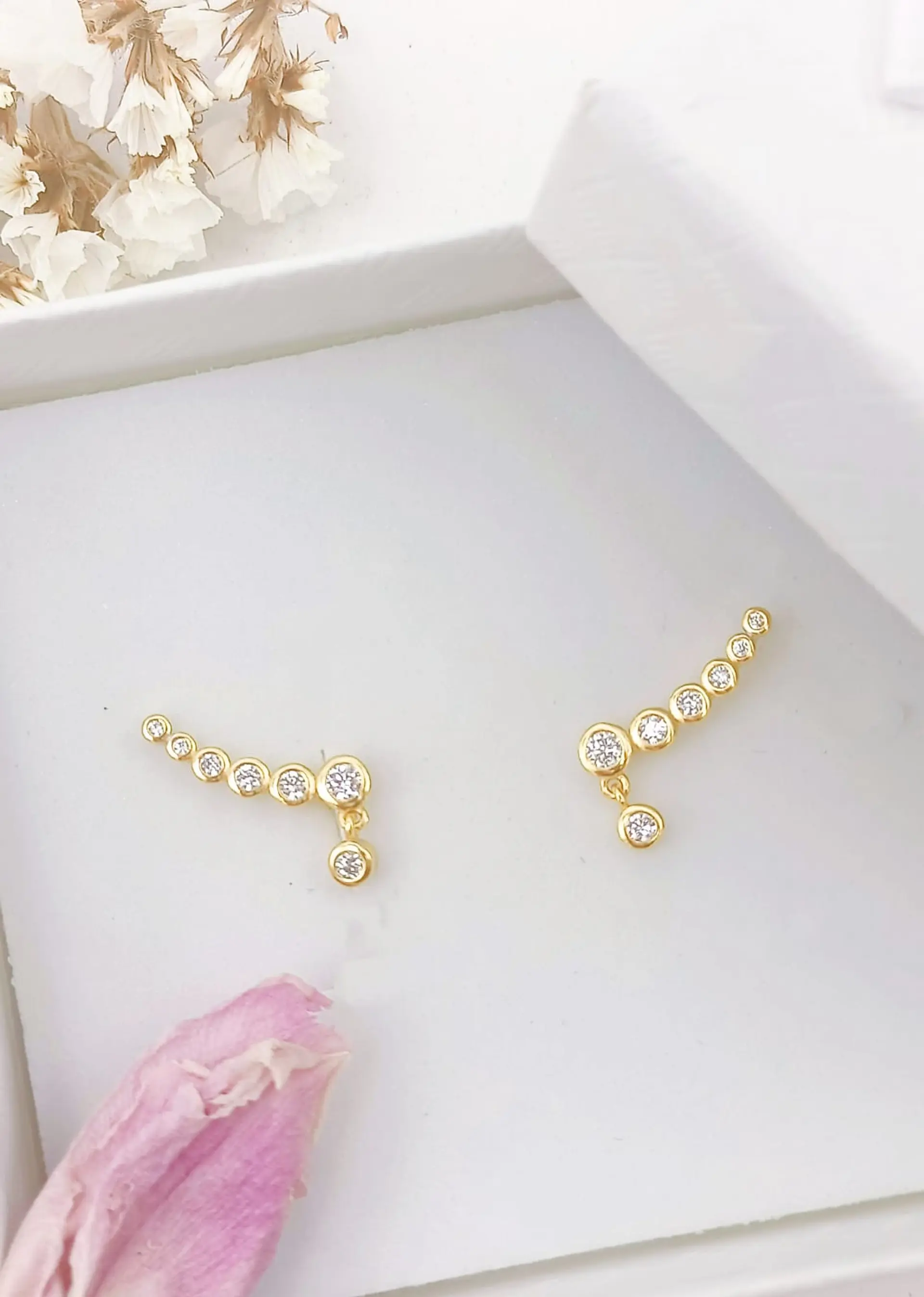 Aros Trepadores modelo Constelación Plata S925 Chapado En Oro 18k 2