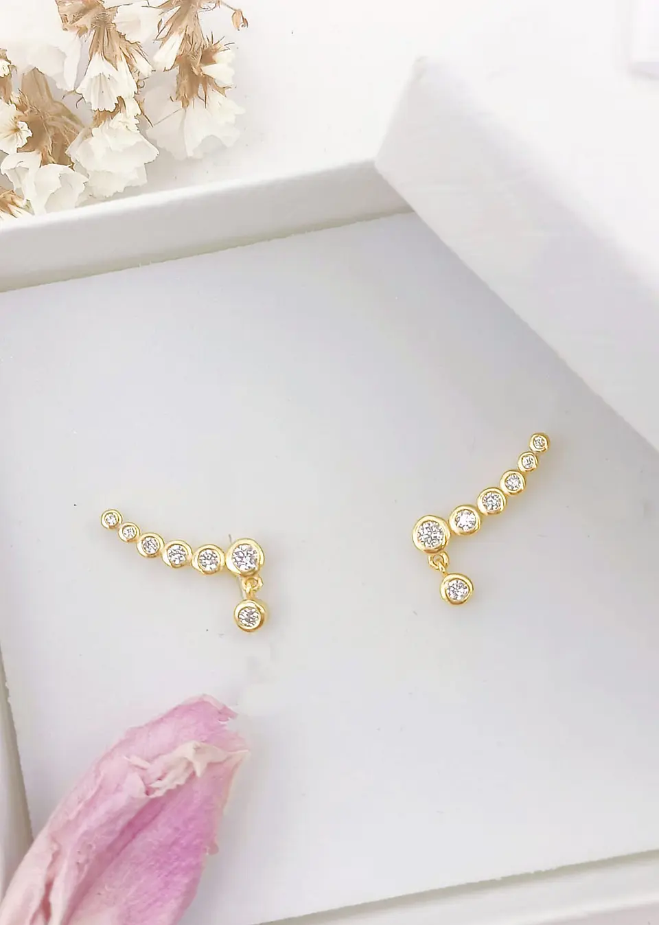 Aros Trepadores modelo Constelación Plata S925 Chapado En Oro 18k 2