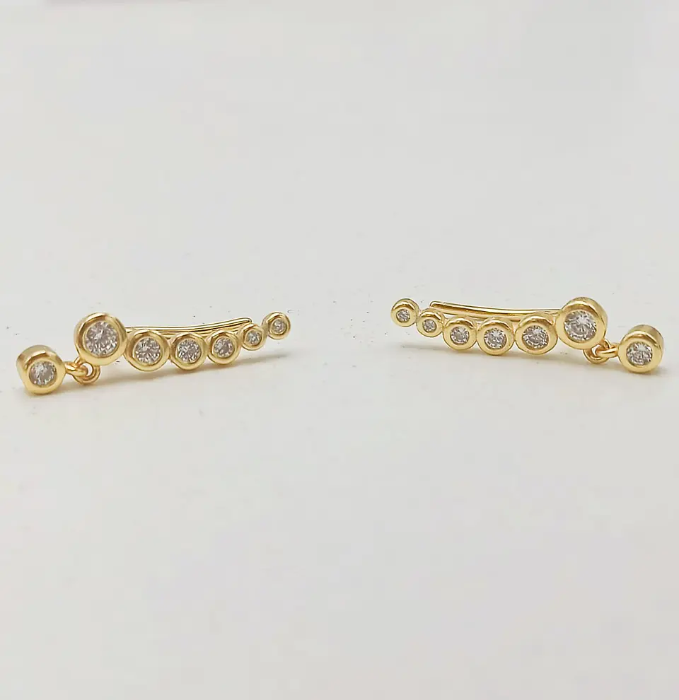 Aros Trepadores modelo Constelación Plata S925 Chapado En Oro 18k 5