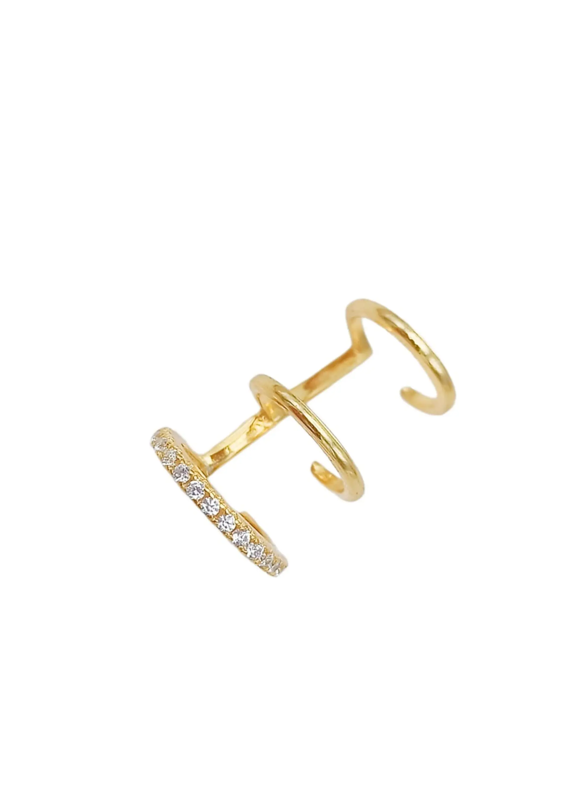 Aro Earcuff Triple Sin Perforación Plata 925 Chapado En Oro 1