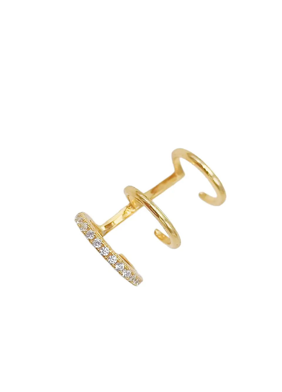Aro Earcuff Triple Sin Perforación Plata 925 Chapado En Oro 1