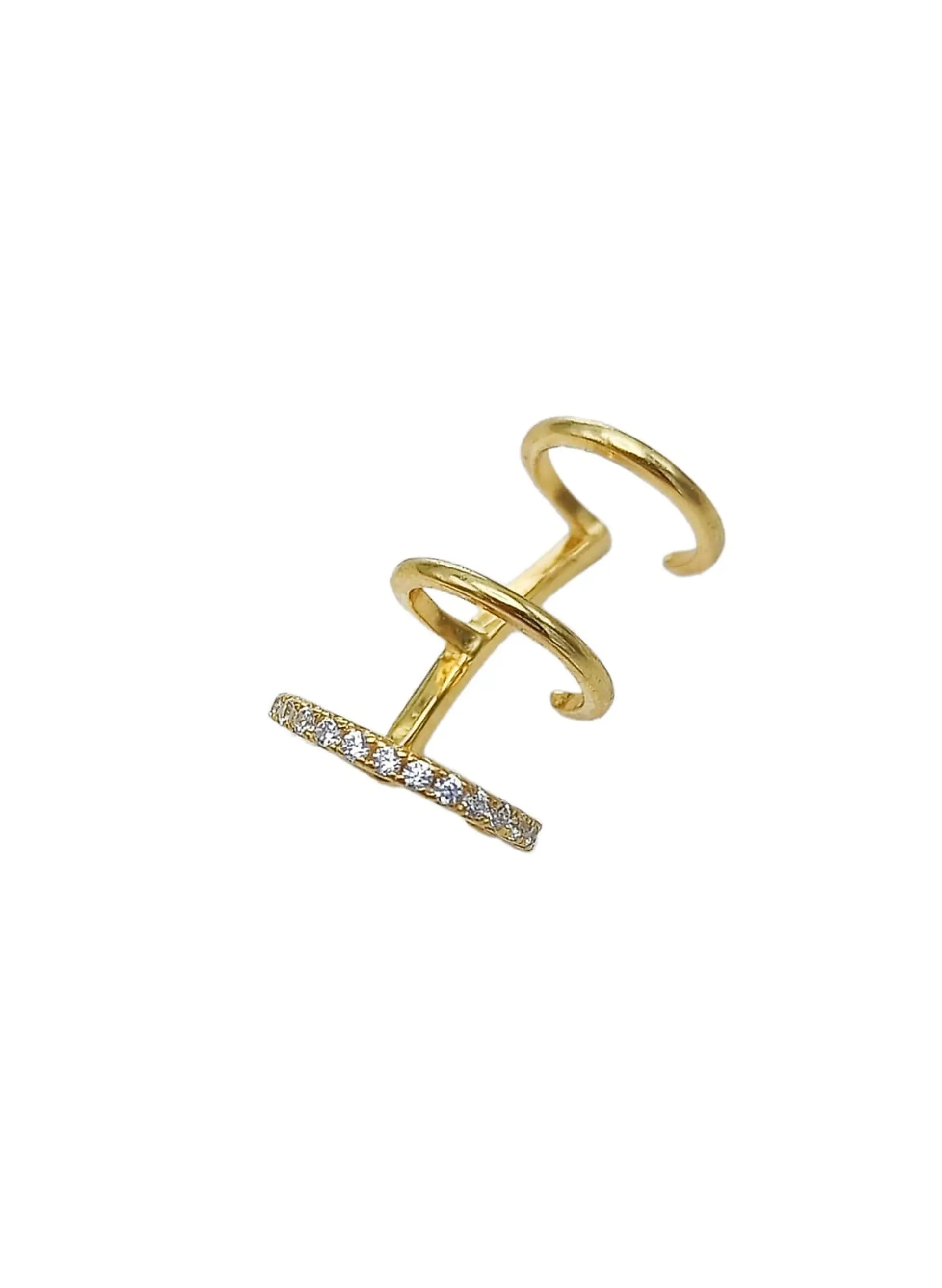 Aro Earcuff Triple Sin Perforación Plata 925 Chapado En Oro 7