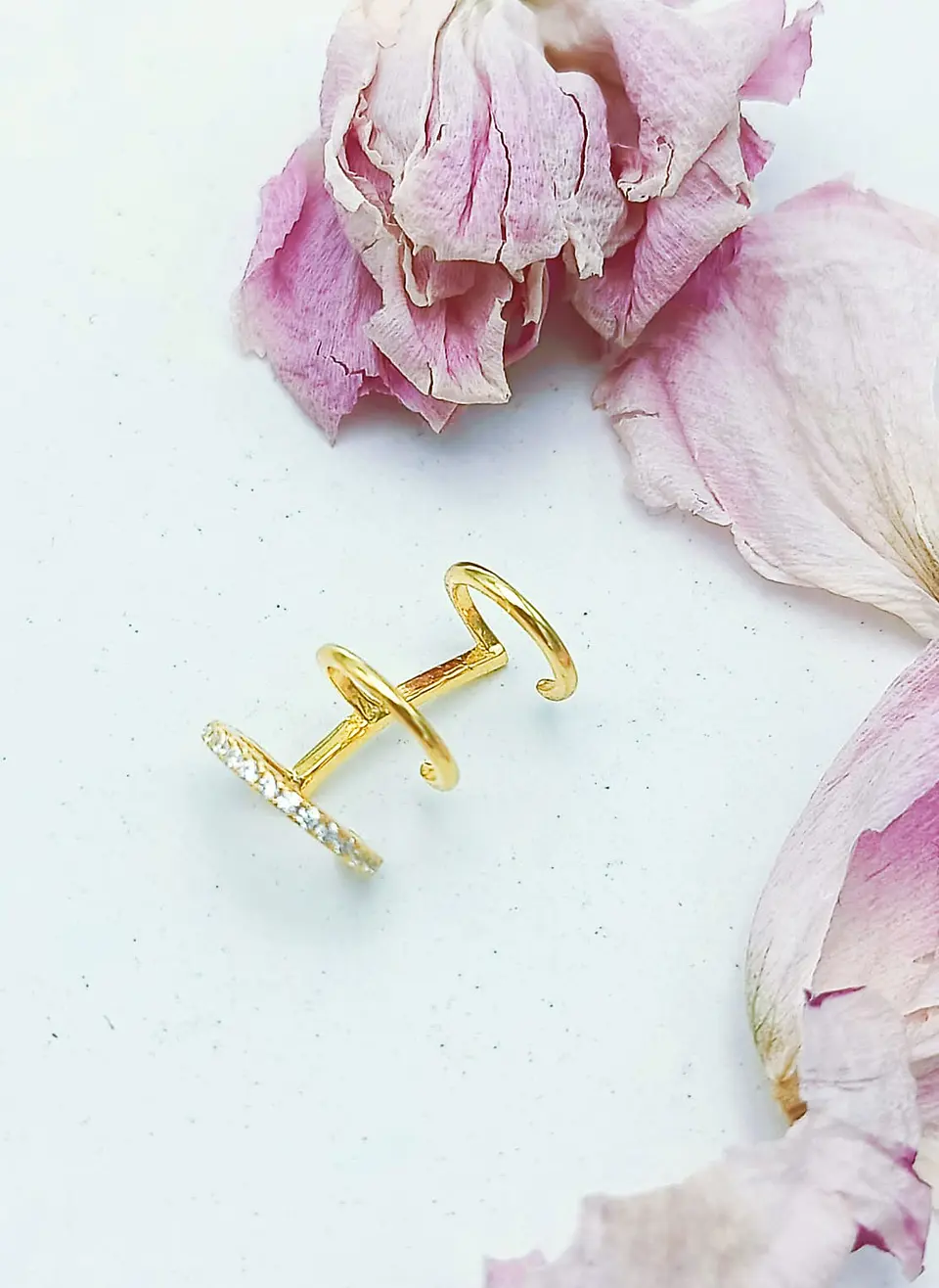 Aro Earcuff Triple Sin Perforación Plata 925 Chapado En Oro 8