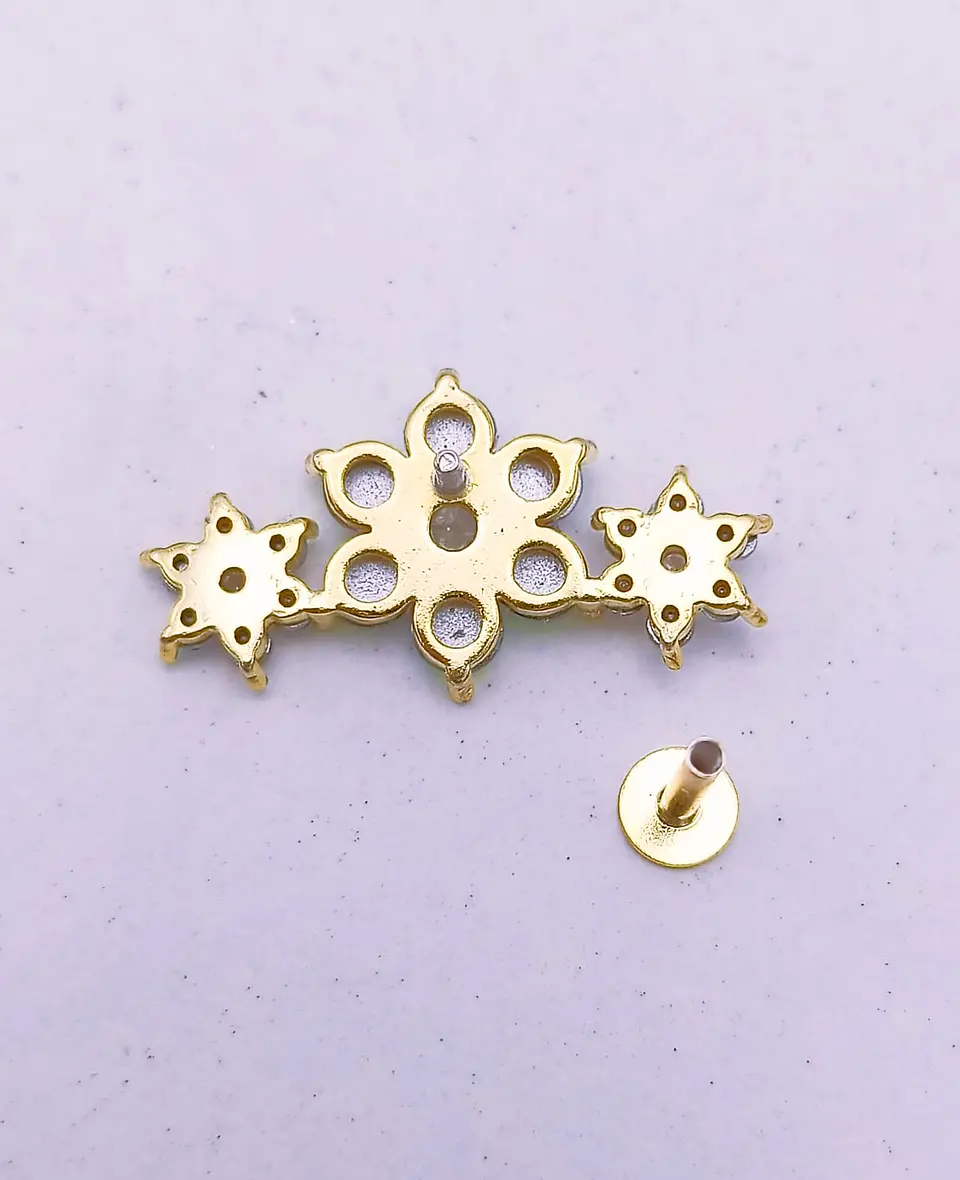 Piercing Labret modelo Elvira Plata S925 Trepador Chapado En Oro 18k  7