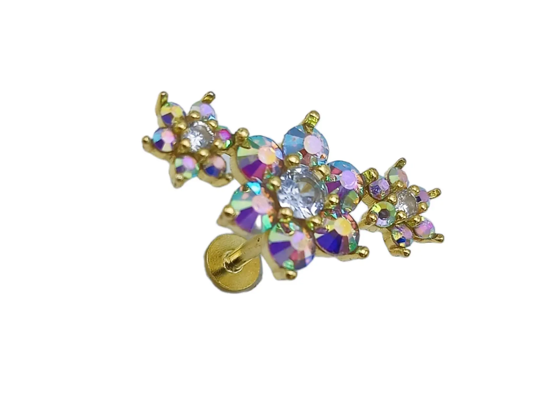 Piercing Labret modelo Elvira Plata S925 Trepador Chapado En Oro 18k  11