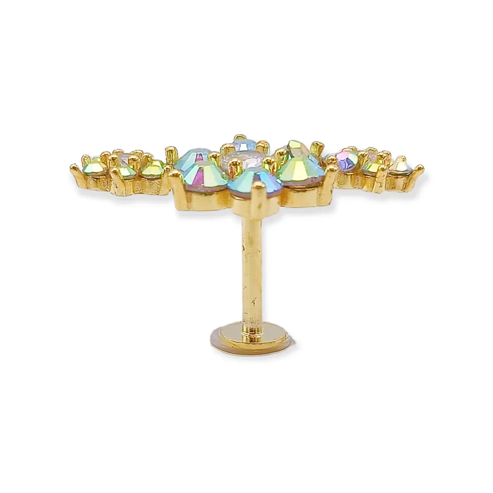 Piercing Labret modelo Elvira Plata S925 Trepador Chapado En Oro 18k  12