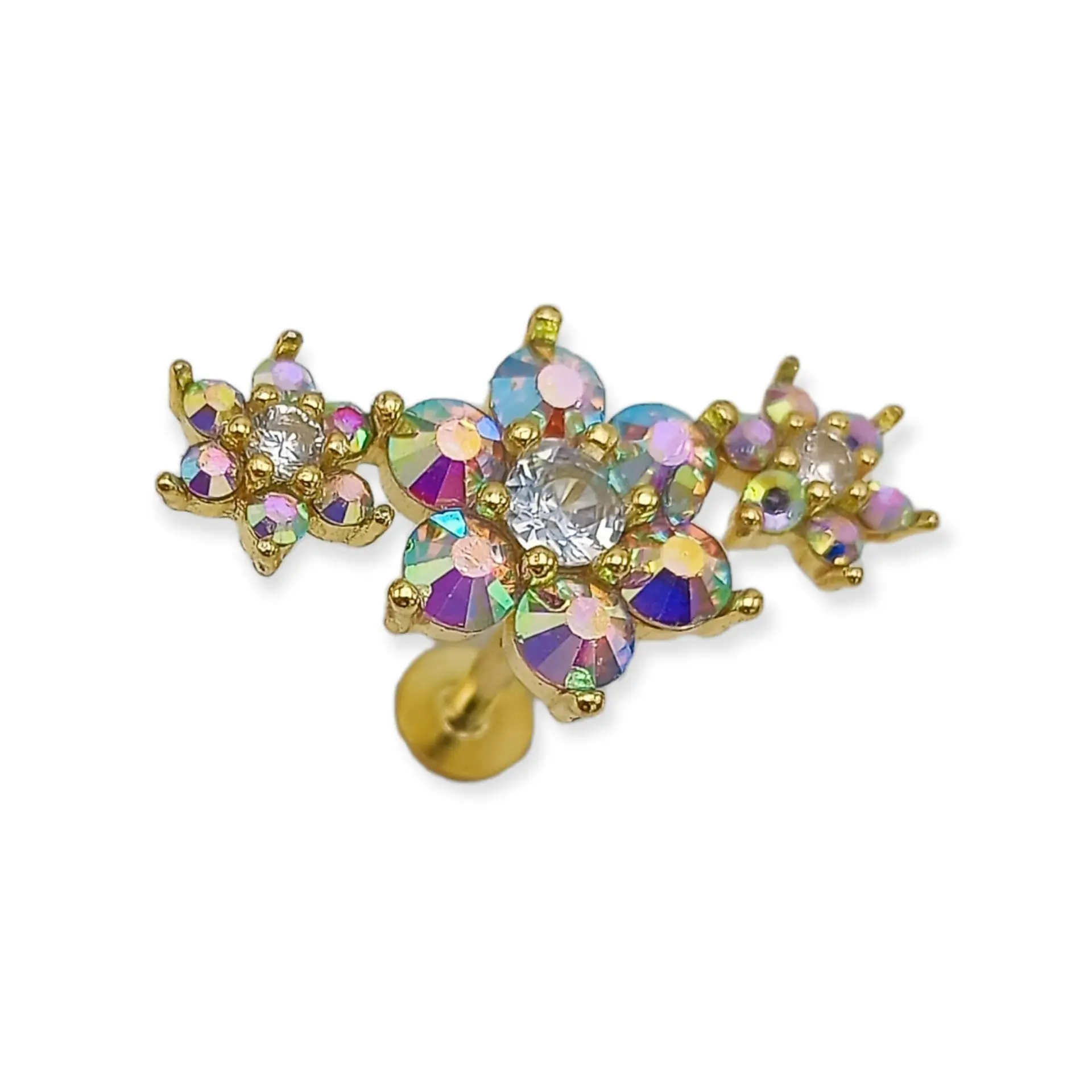 Piercing Labret modelo Elvira Plata S925 Trepador Chapado En Oro 18k  13