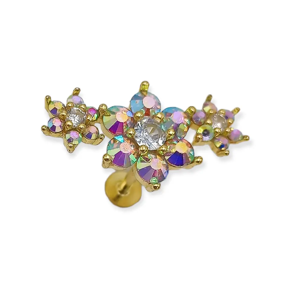 Piercing Labret modelo Elvira Plata S925 Trepador Chapado En Oro 18k  13