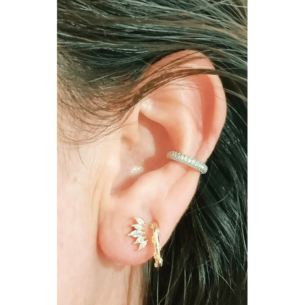 Aro Earcuff incrustaciones Pave Plata S925 Unidad 3