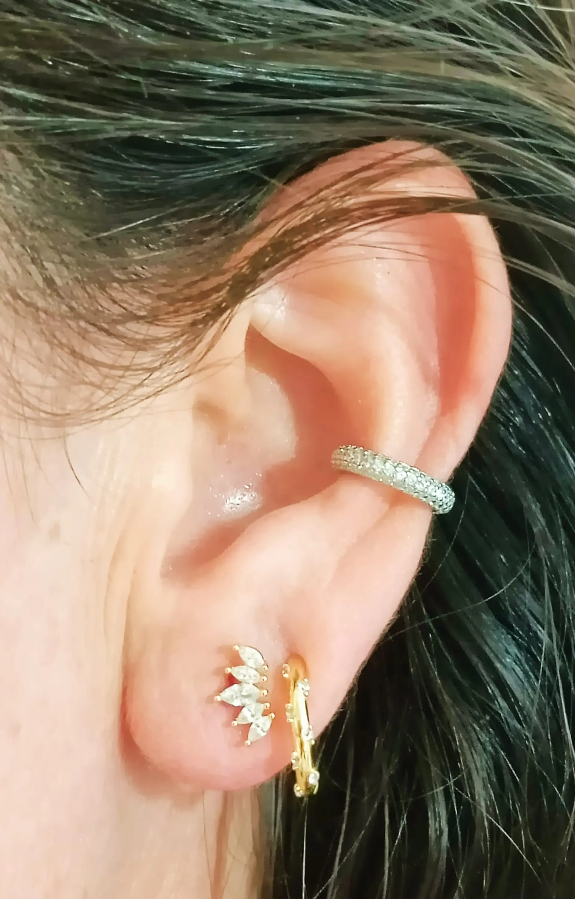 Aro Earcuff incrustaciones Pave Plata S925 Unidad 3