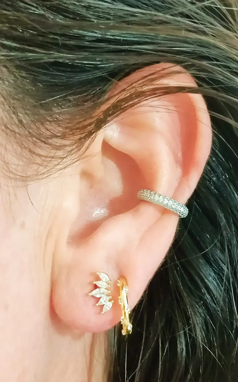 Aro Earcuff incrustaciones Pave Plata S925 Unidad 3