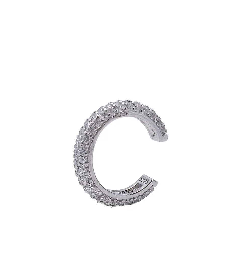 Aro Earcuff incrustaciones Pave Plata S925 Unidad 4