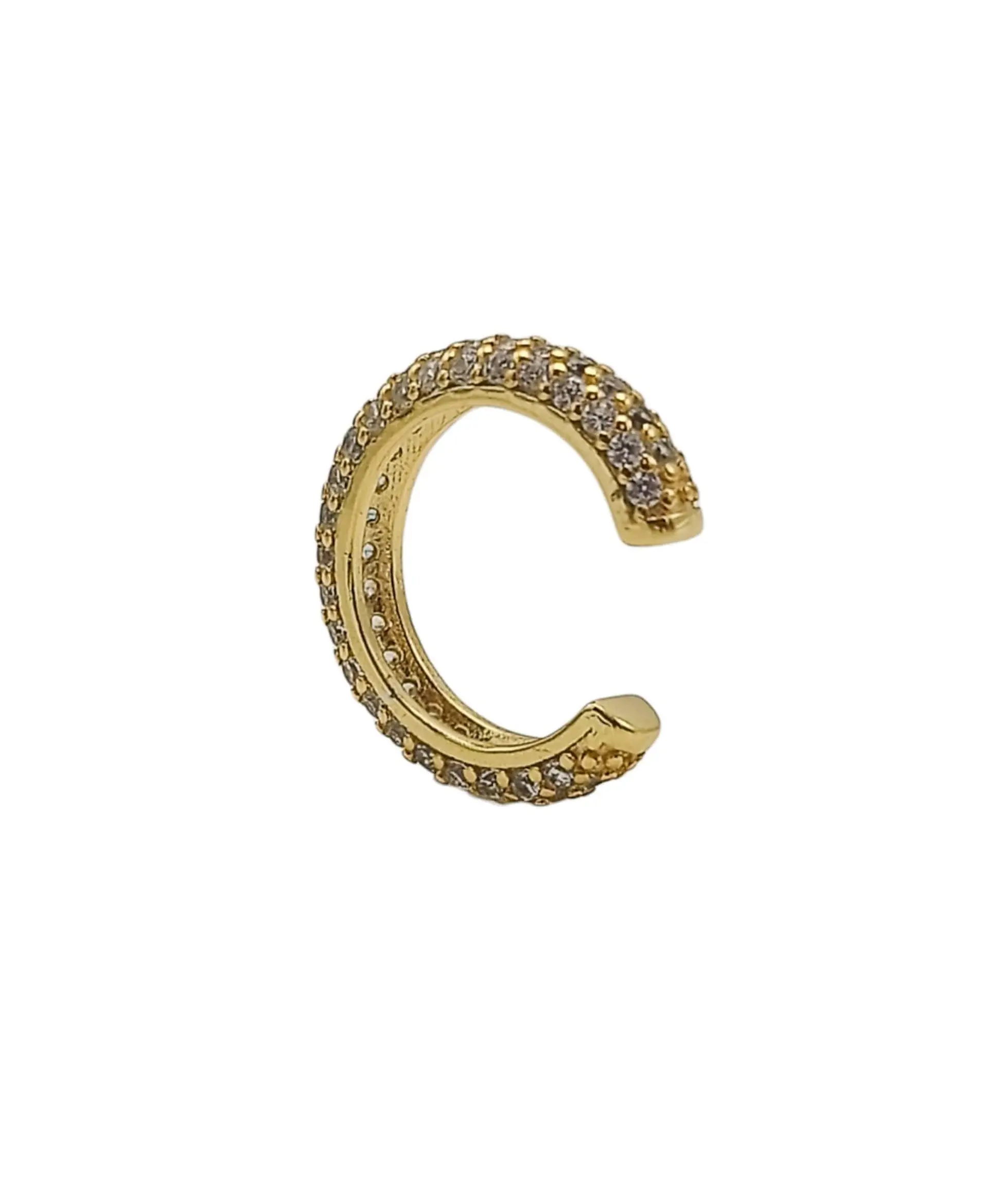 Aro Earcuff Chico Pave Elegante Plata 925 Chapado En Oro 18k 4