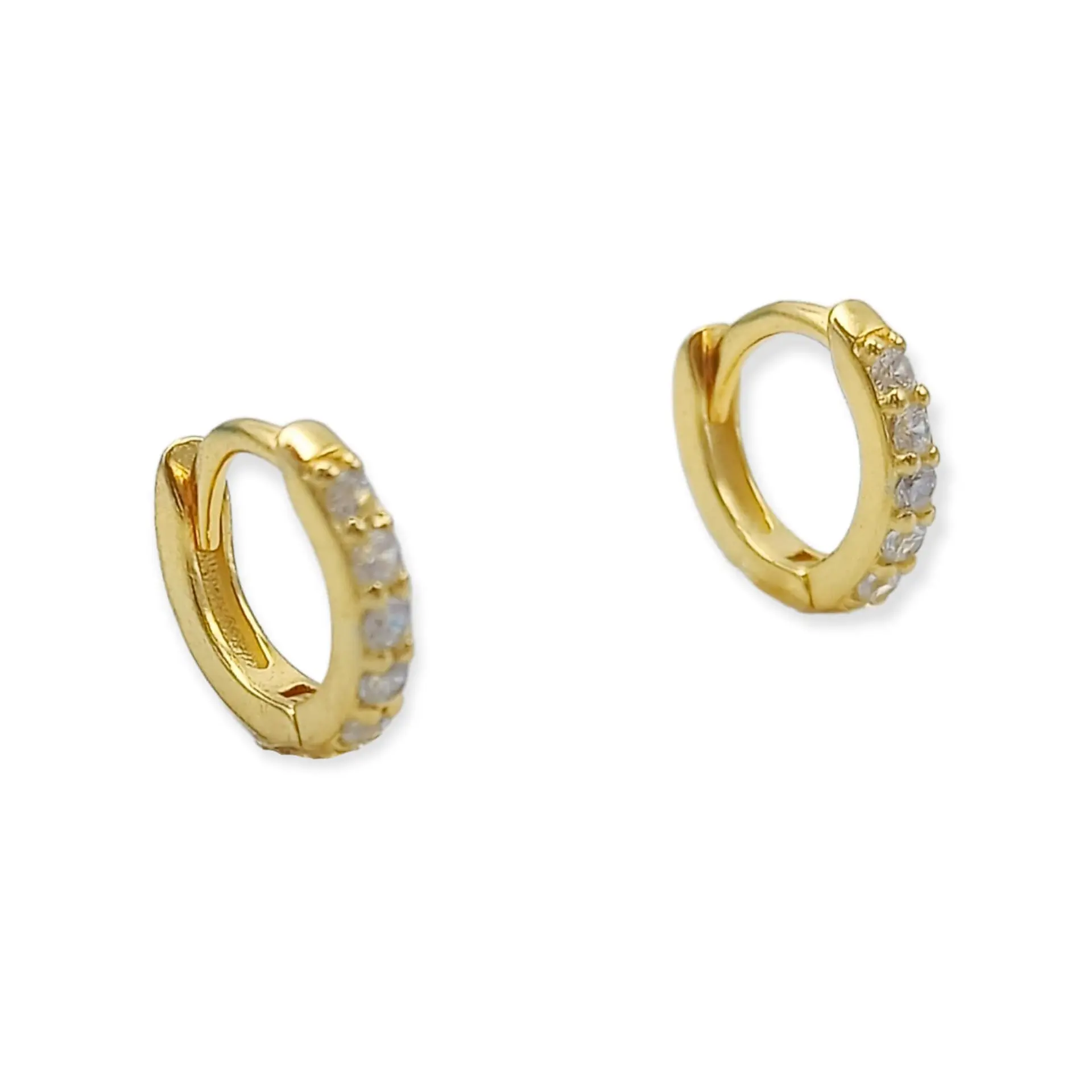 Argollas Pave 7mm Piercing Básico Plata Chapada Oro 18 Niñas 1