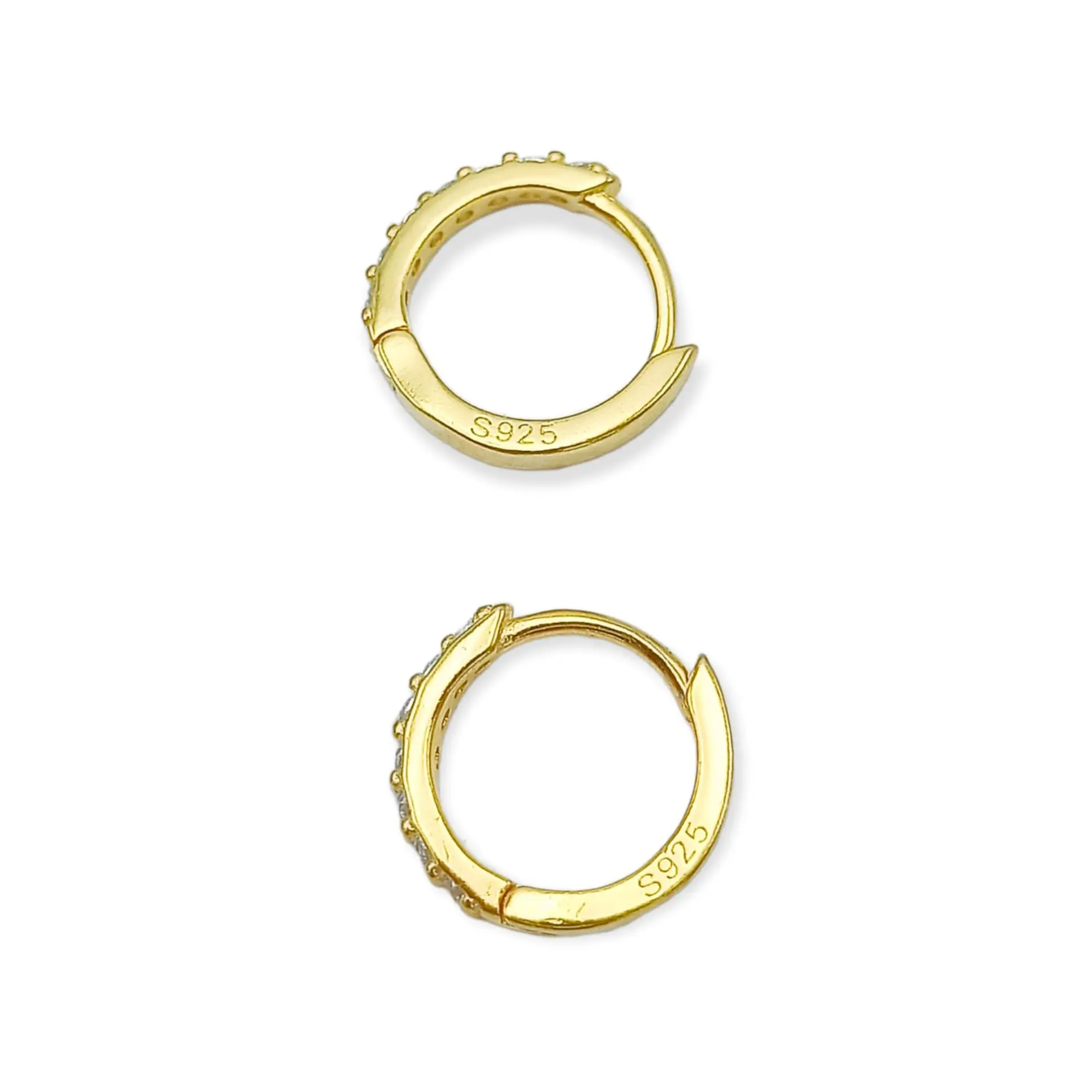 Argollas Pave 7mm Piercing Básico Plata Chapada Oro 18 Niñas 5