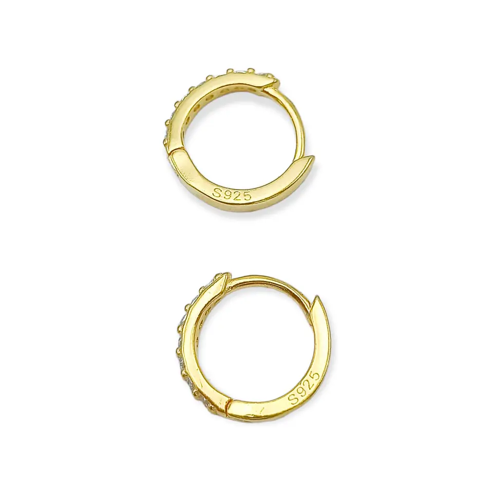 Argollas Pave 7mm Piercing Básico Plata Chapada Oro 18 Niñas 5