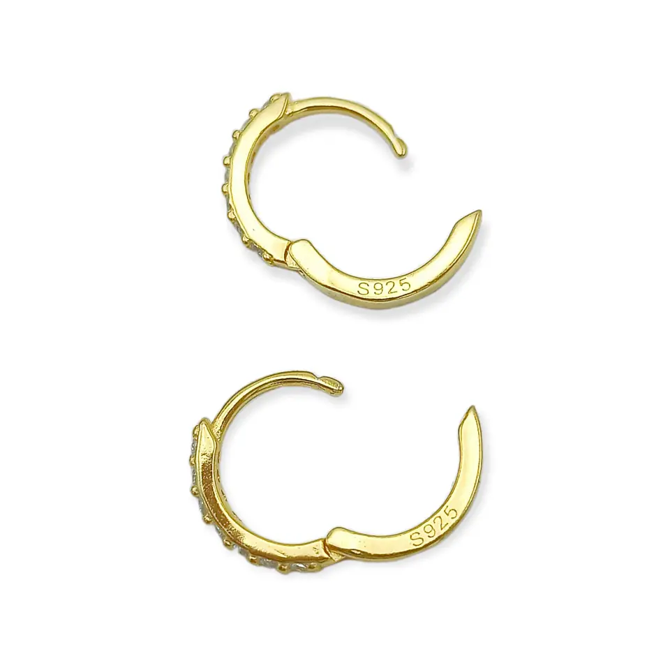 Argollas Pave 7mm Piercing Básico Plata Chapada Oro 18 Niñas 6