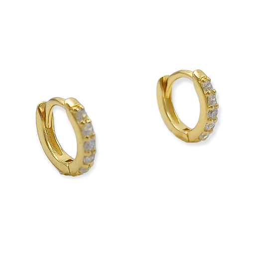 Argollas Pave 9mm Piercing Básico Plata Chapada Oro 18kl