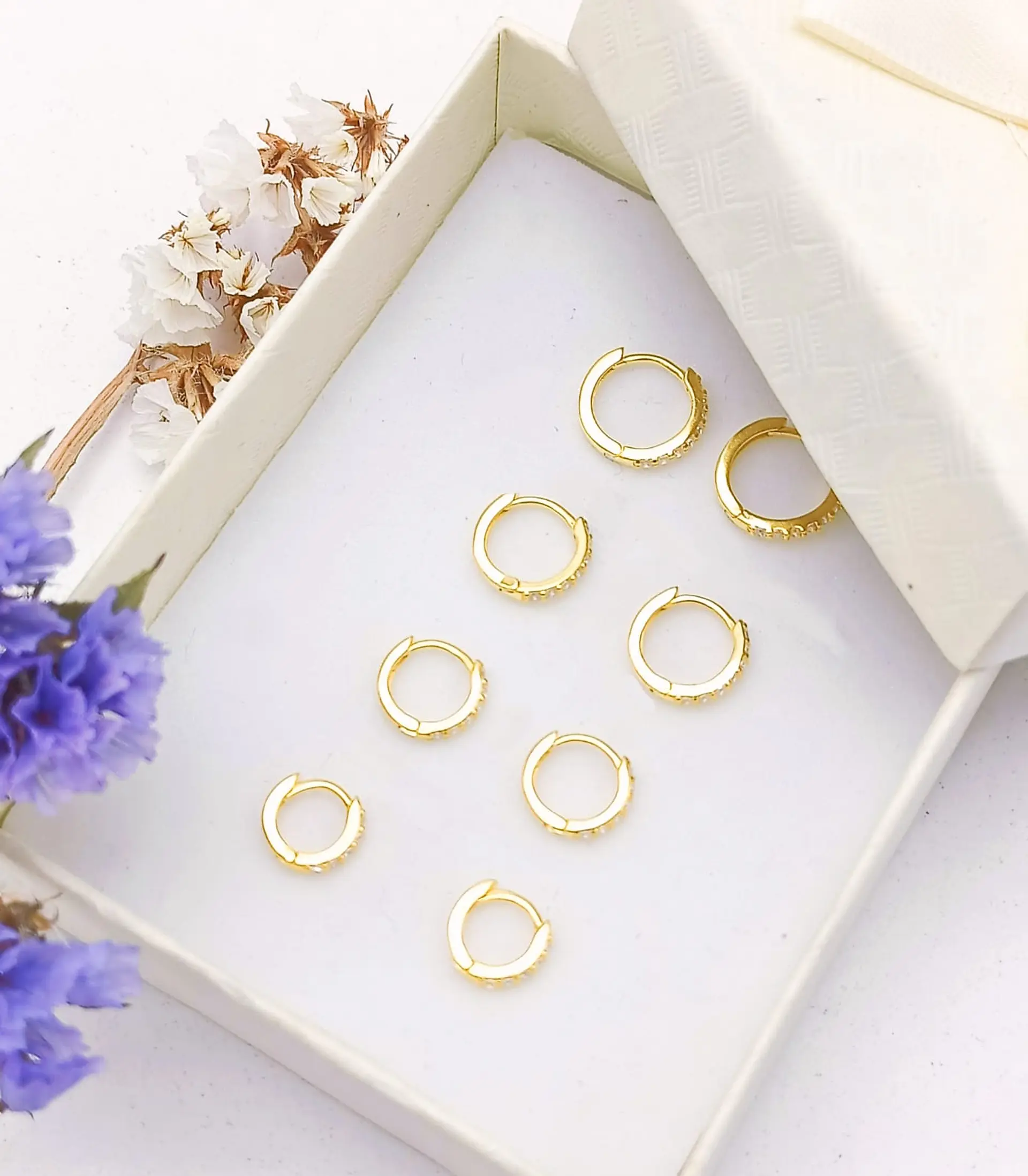 Pack Aros 4 Pares Argollas Piercing Básico Plata Chapada Oro 2