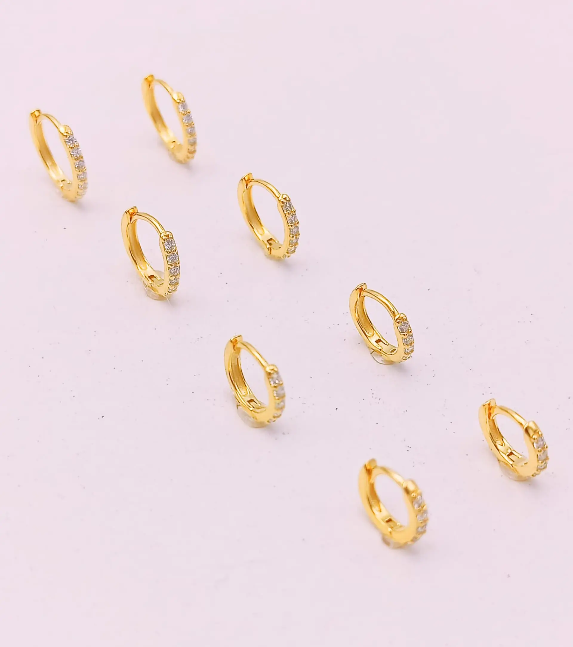 Pack Aros 4 Pares Argollas Piercing Básico Plata Chapada Oro 3