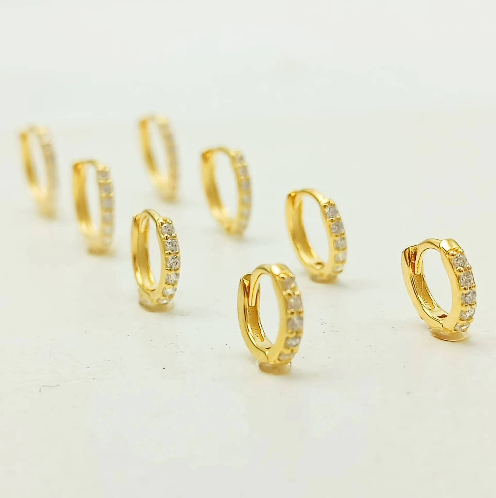 Pack Aros 4 Pares Argollas Piercing Básico Plata Chapada Oro 4