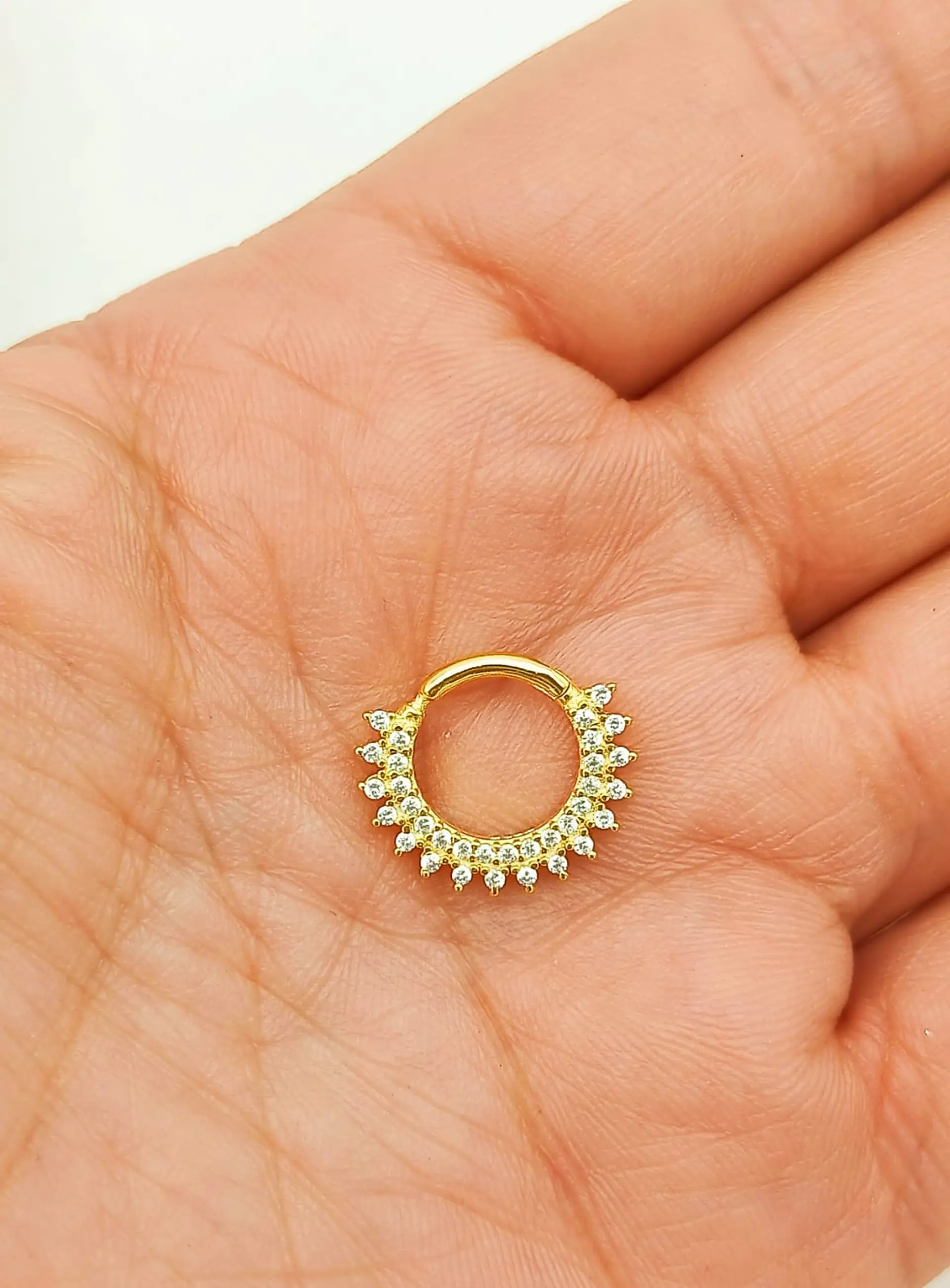 Piercing Septum Rising sun Plata fina ley S925 Chapada Oro 6