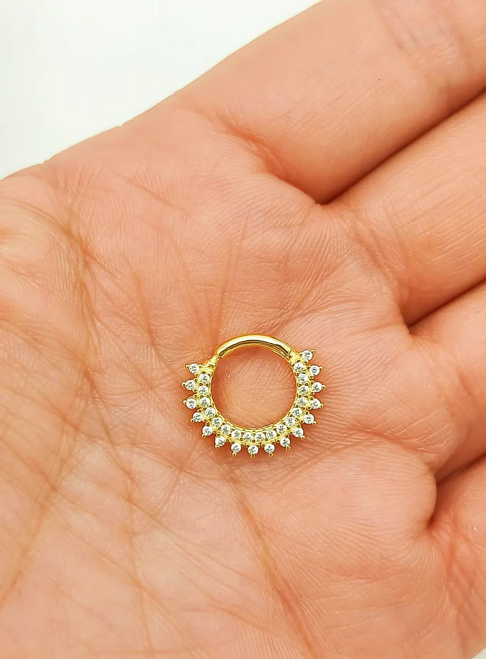 Piercing Septum Rising sun Plata fina ley S925 Chapada Oro 6