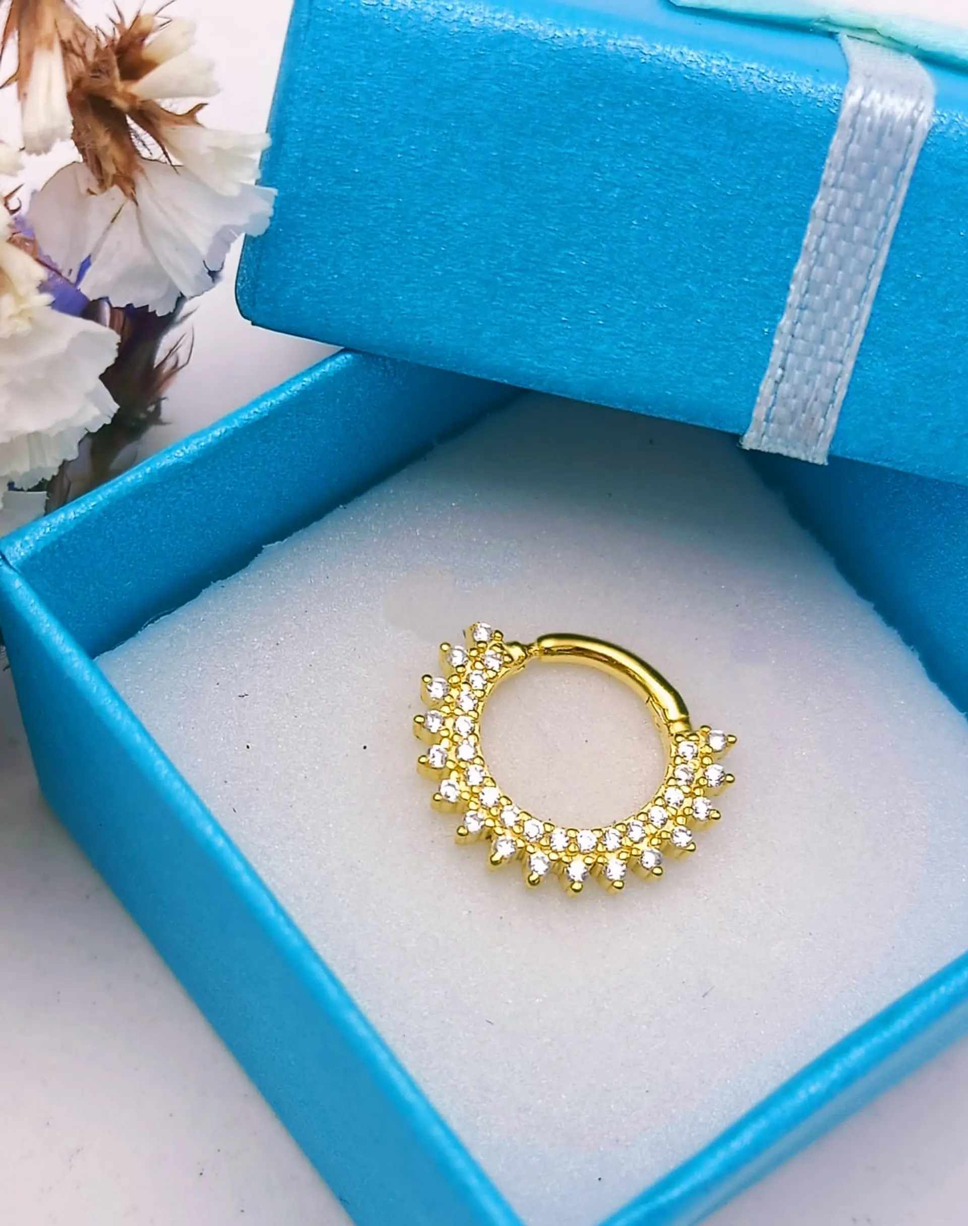 Piercing Septum Rising sun Plata fina ley S925 Chapada Oro 3
