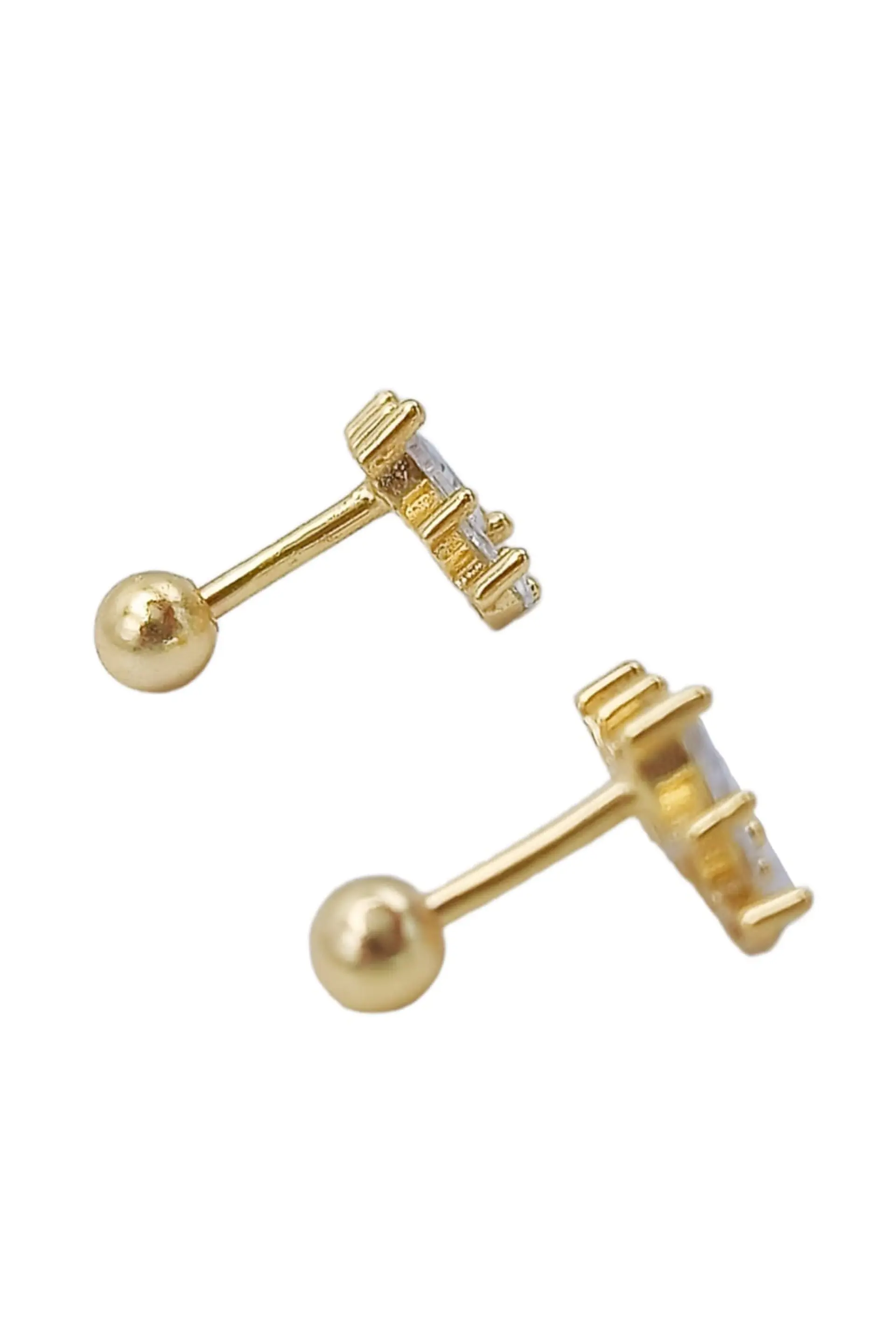 Aros seguridad Corona Piercing Plata 925 Chapada En Oro 18k 5
