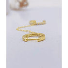 Aro Argolla Huggie con Cadena Earcuff Plata 925 Chapada En Oro 4