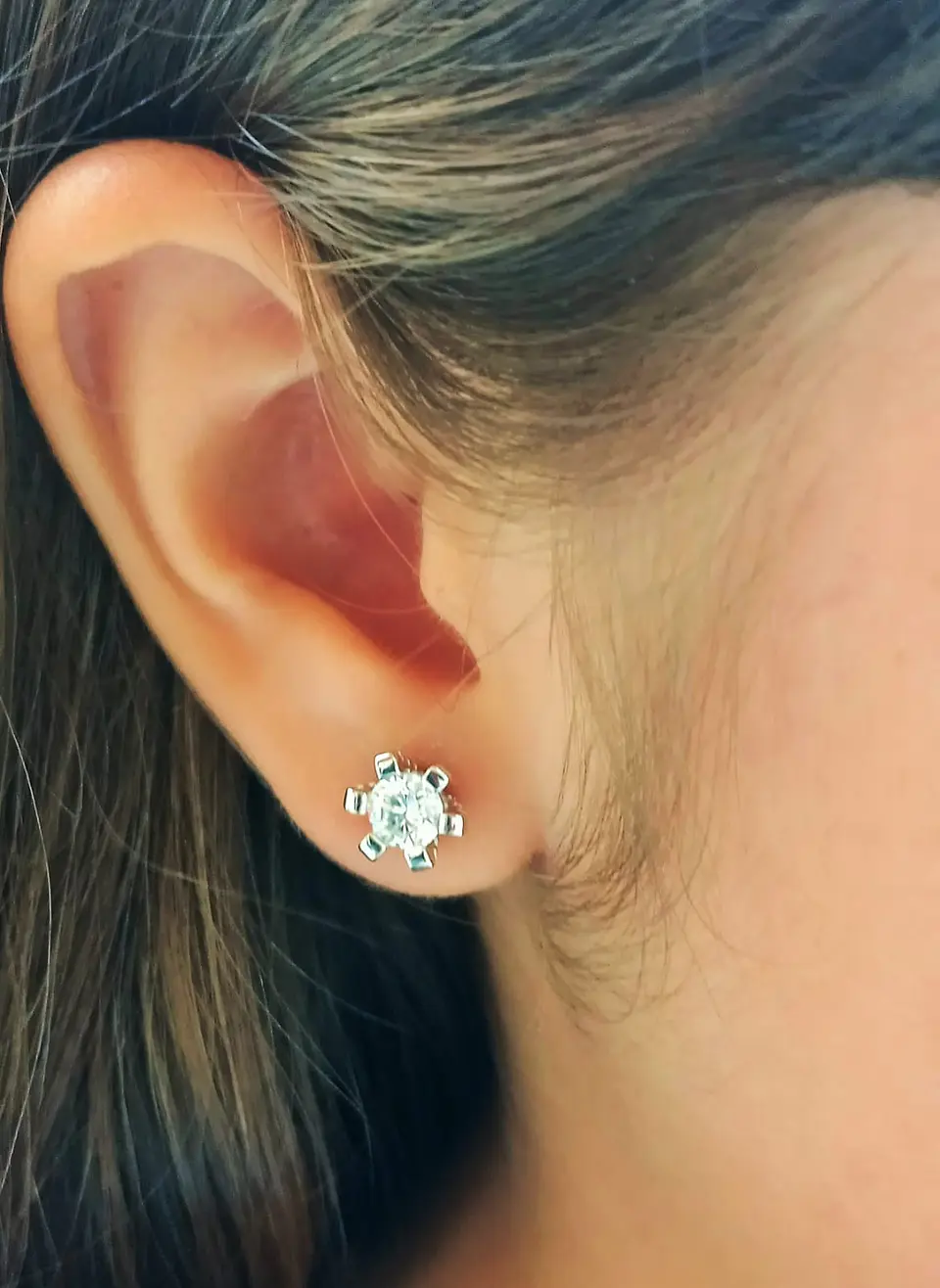 Aros Punto De Luz 5mm 0.5ct Plata 925 Moissanita  3