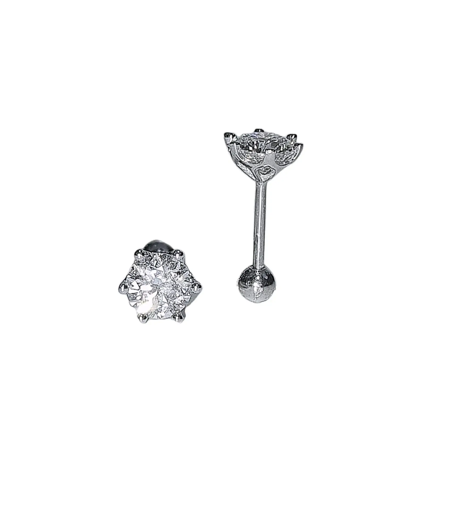 Aros Punto Luz 5mm Piercing Plata 925 Moissanita  1