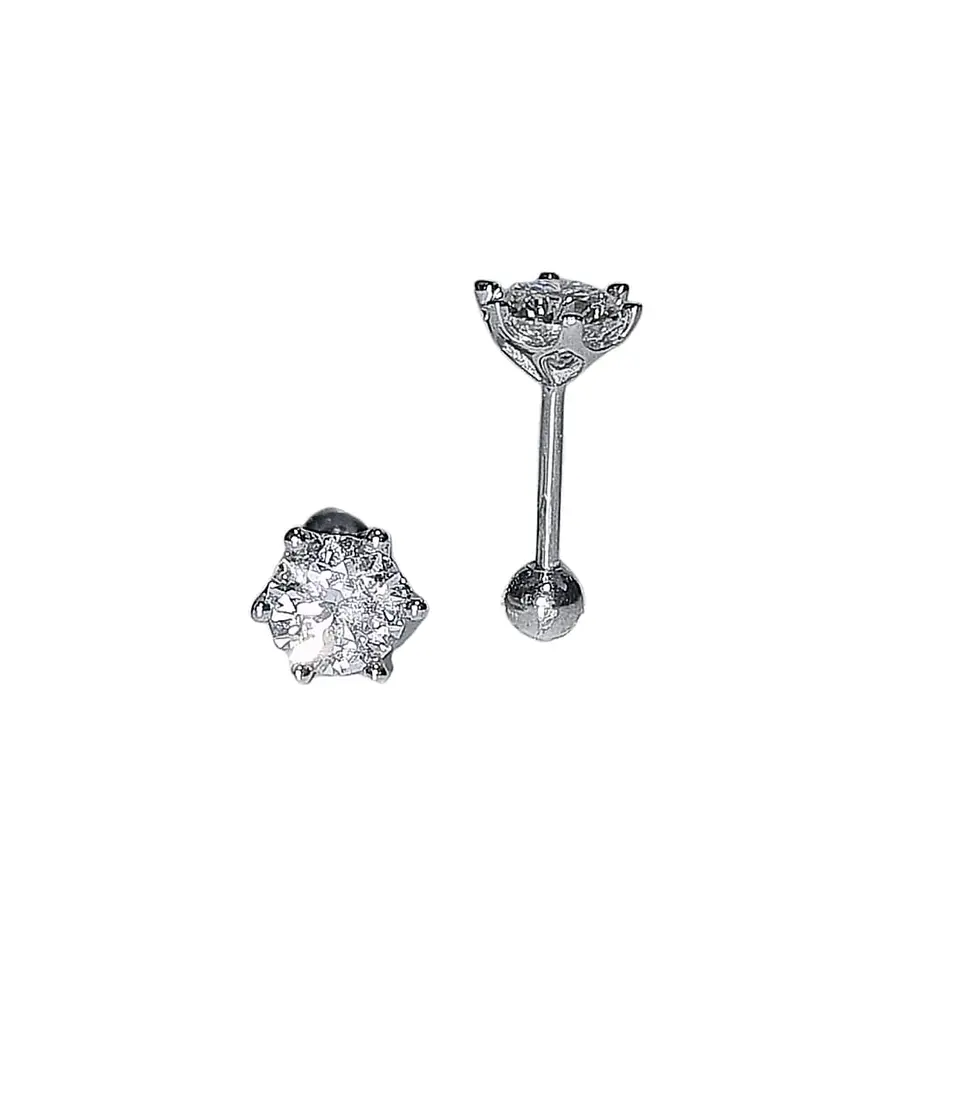 Aros Punto Luz 5mm Piercing Plata 925 Moissanita  1