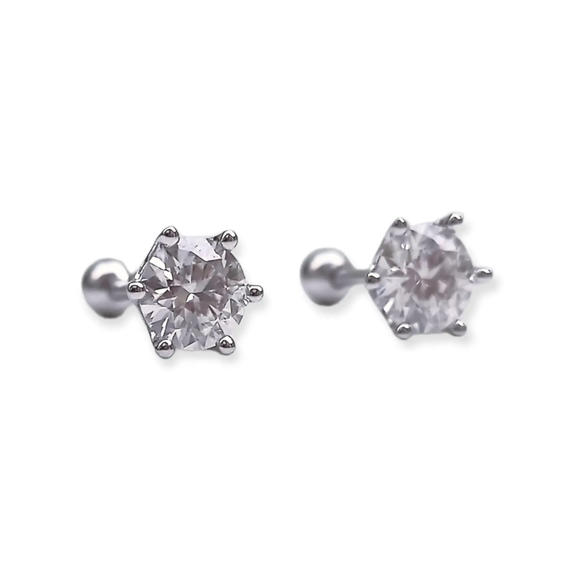 Aros Punto Luz 5mm Piercing Plata 925 Moissanita  5