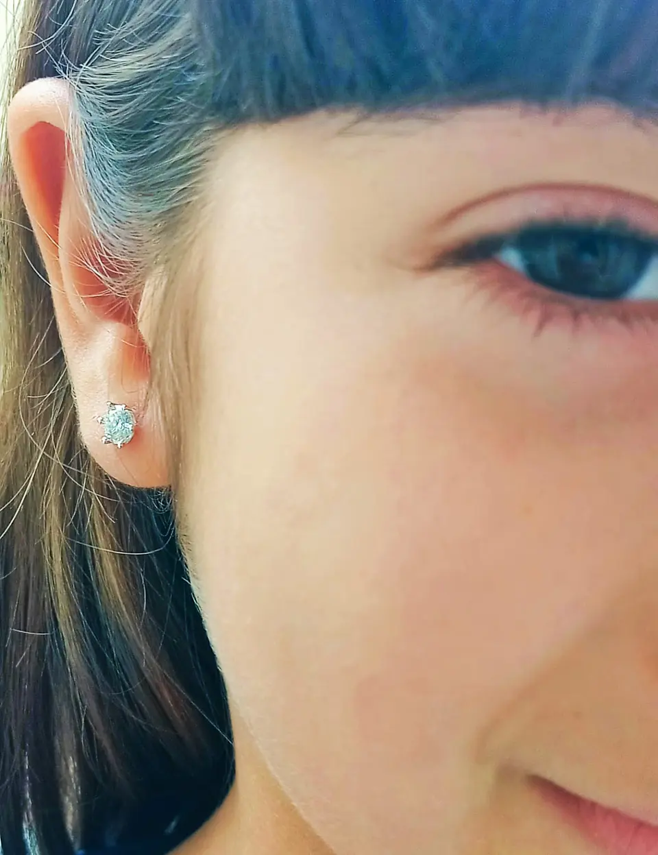 Aros Punto Luz 5mm Piercing Plata 925 Moissanita  6