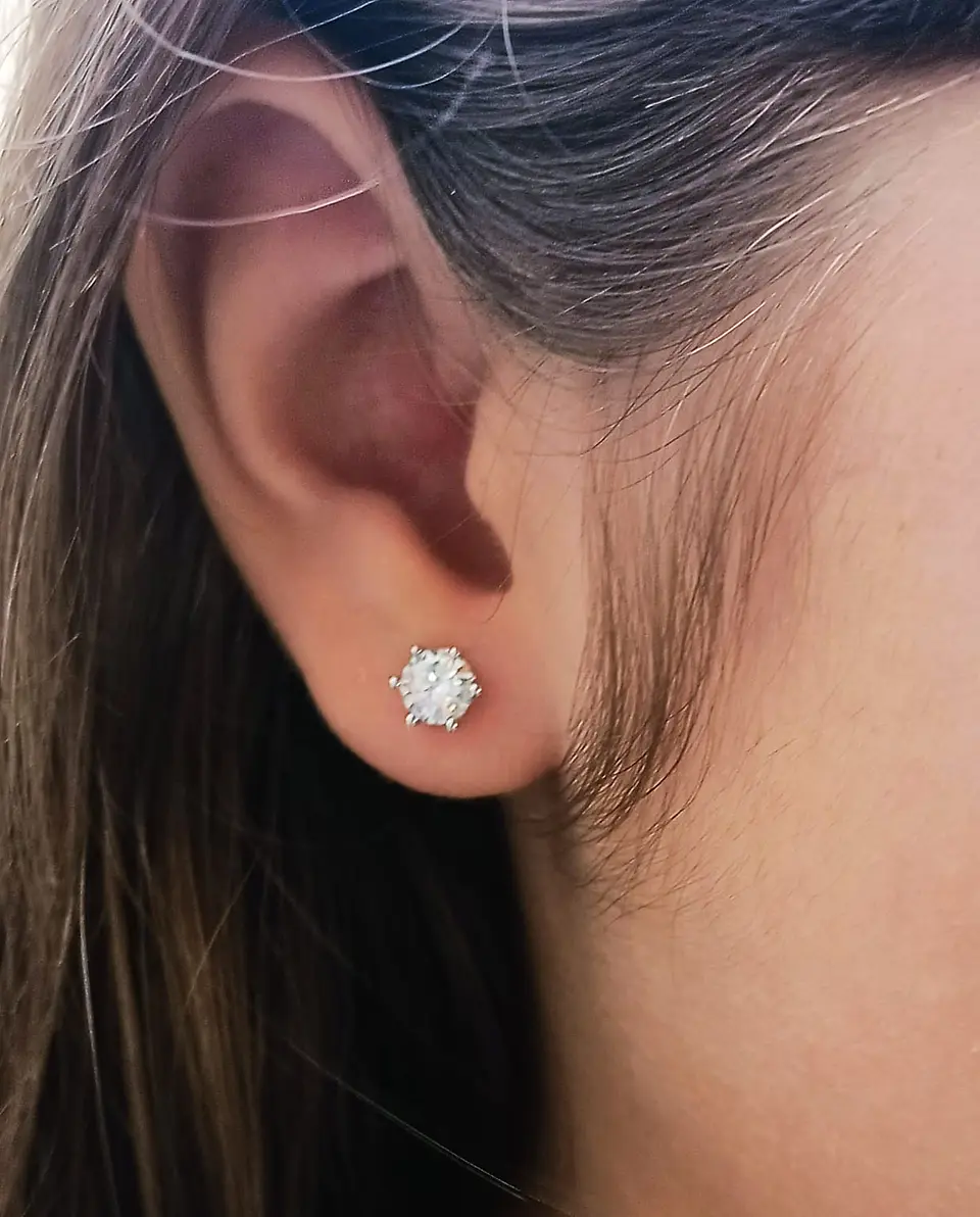 Aros Punto Luz 5mm Piercing Plata 925 Moissanita  9