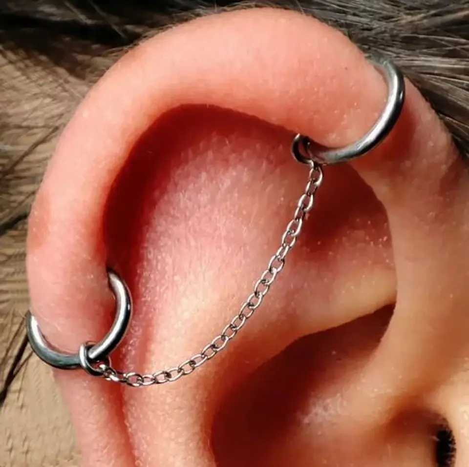 Cadena Piercing Puente Nasal 35mm Conectora Joya F136 Titanio 6