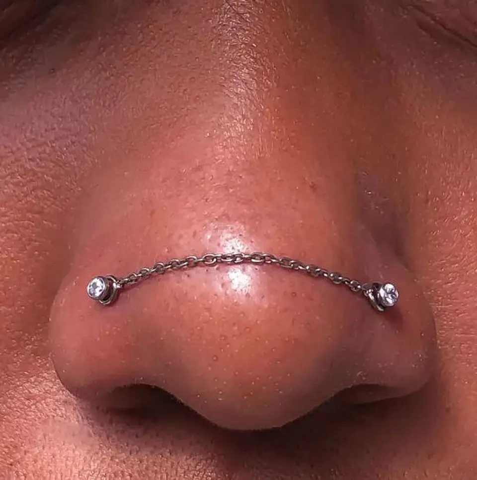 Cadena Piercing Puente Nasal 35mm Conectora Joya F136 Titanio 7