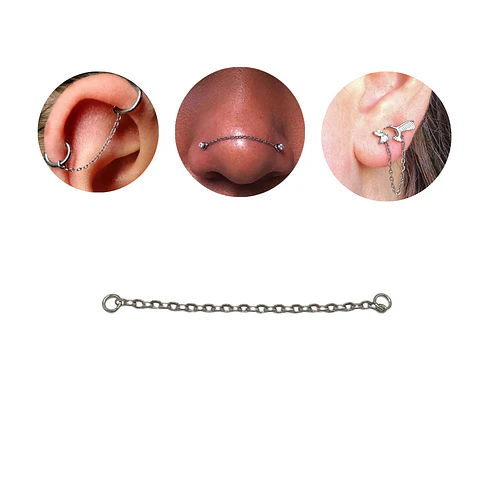 Cadena Piercing Puente Nasal 35mm Conectora Joya F136 Titanio