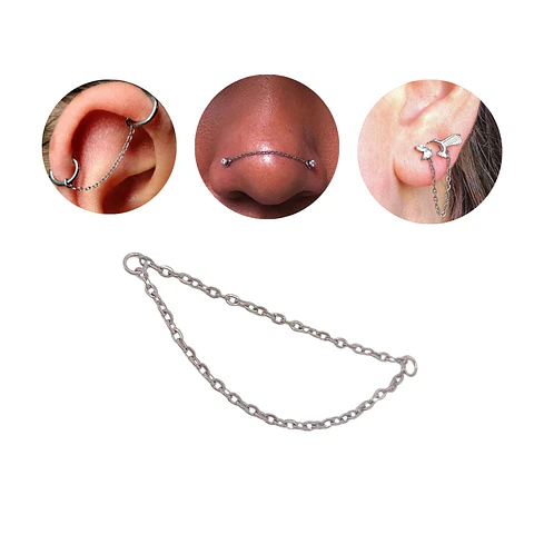 Cadena Piercing Nasal Conectora Doble F136 Titanio