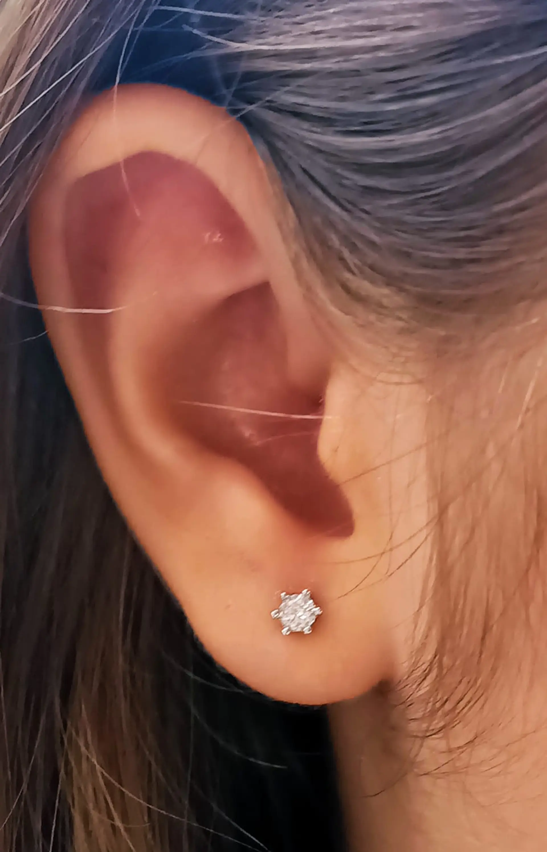 Aros Punto Luz 3mm Plata fina ley S925 Piedra Gema Moissanita 5