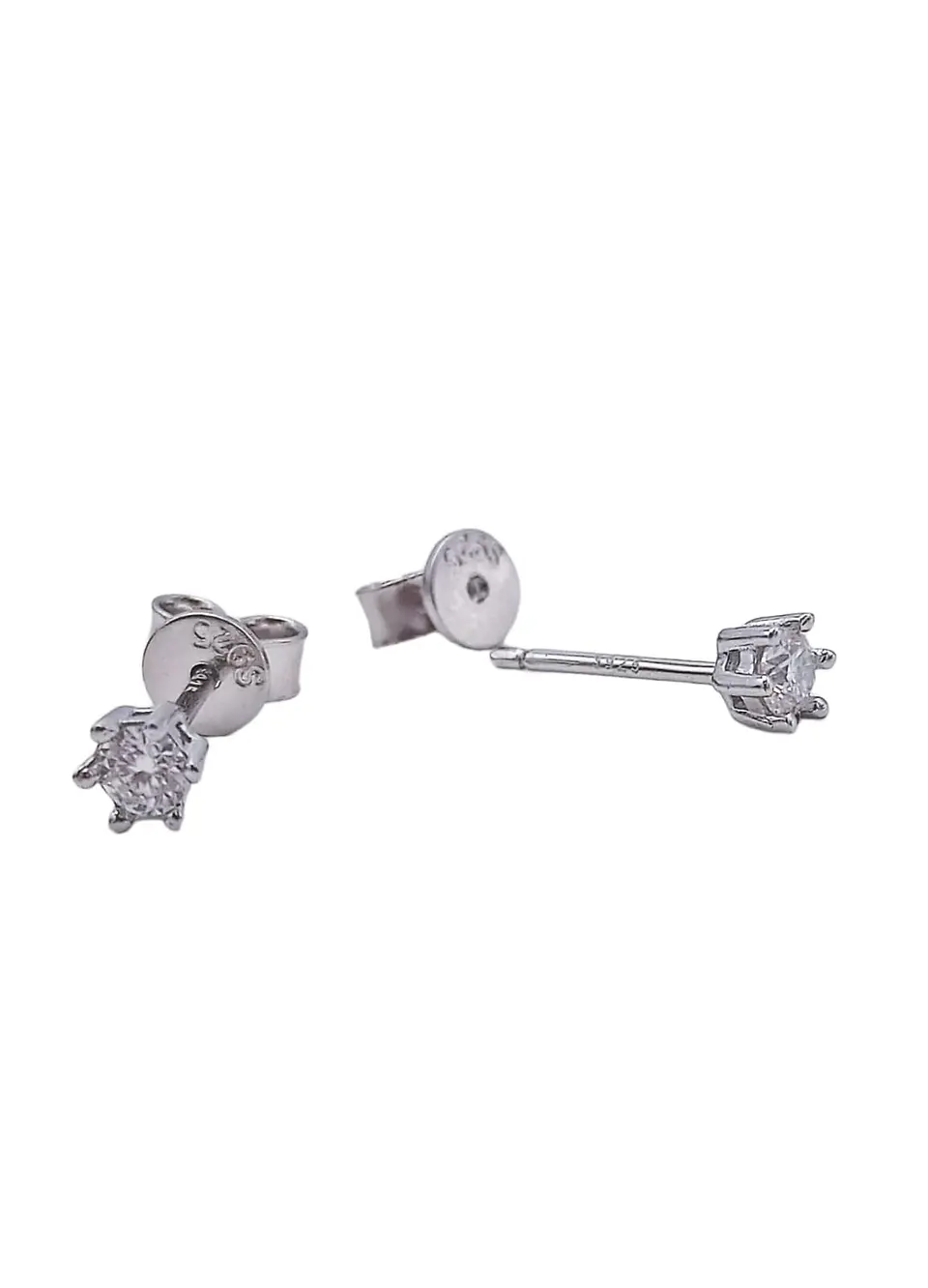 Aros Punto Luz 3mm Plata fina ley S925 Piedra Gema Moissanita 6
