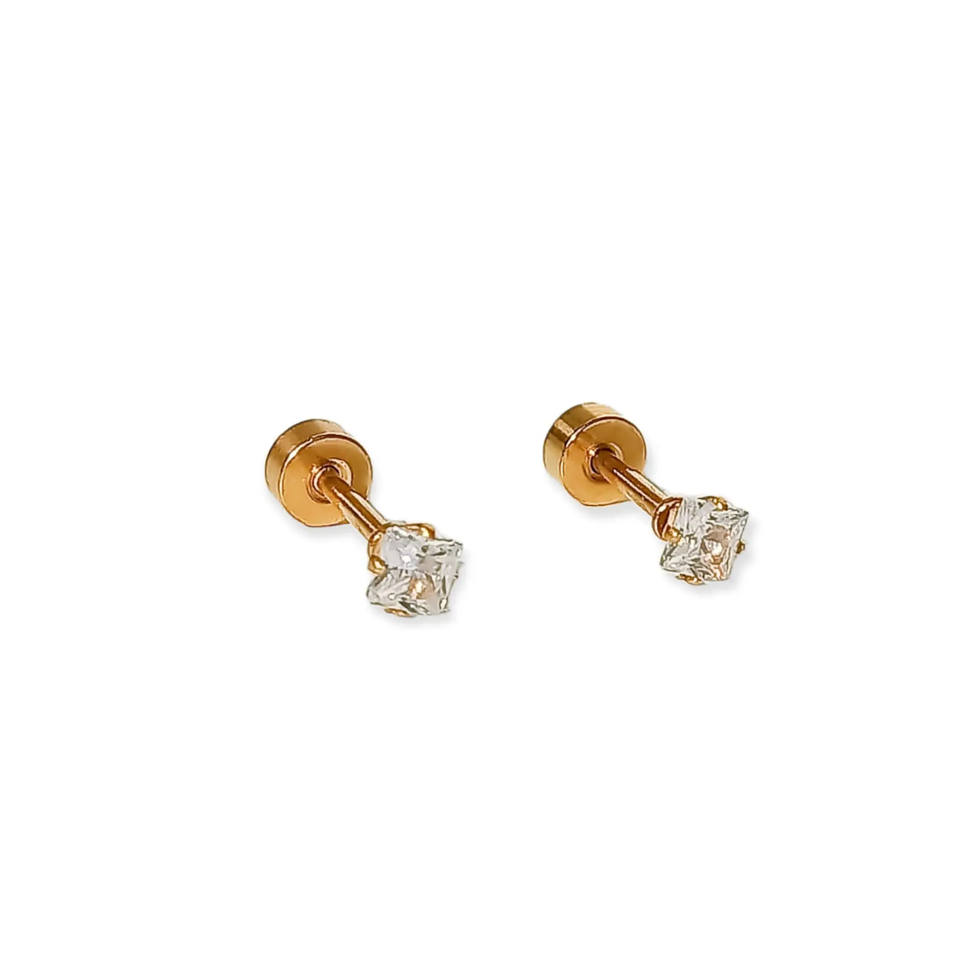 Aros Puntos De Luz Zirconio de 3mm a 7mm Cuadrado Chapados en oro 18kl 1