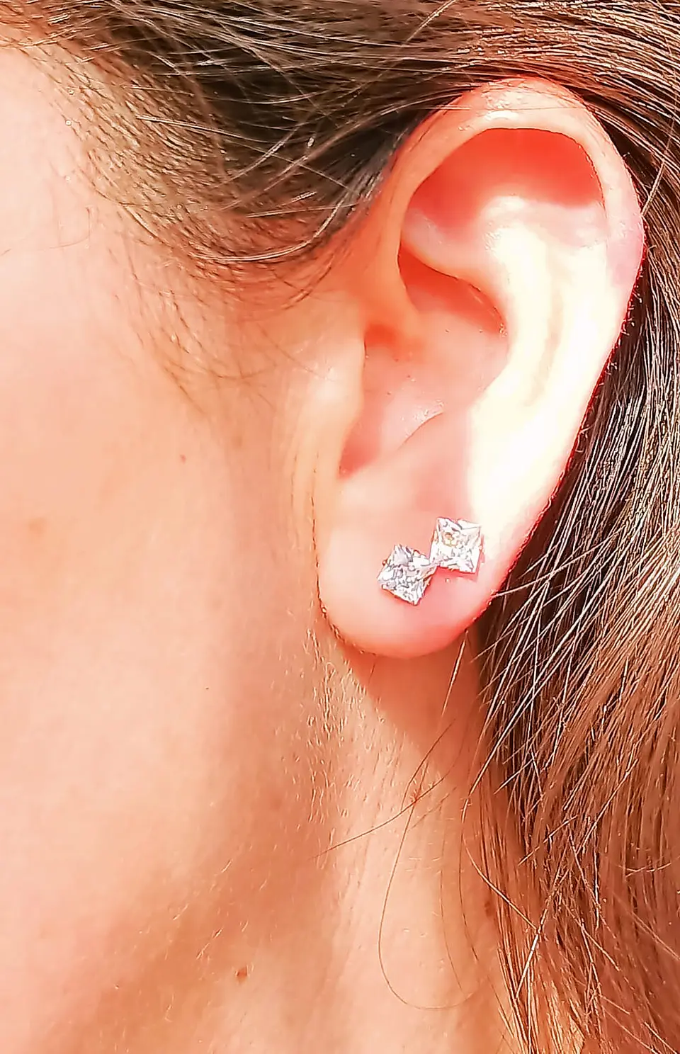 Aros Puntos De Luz Zirconio de 3mm a 7mm Cuadrado Chapados en oro 18kl 9