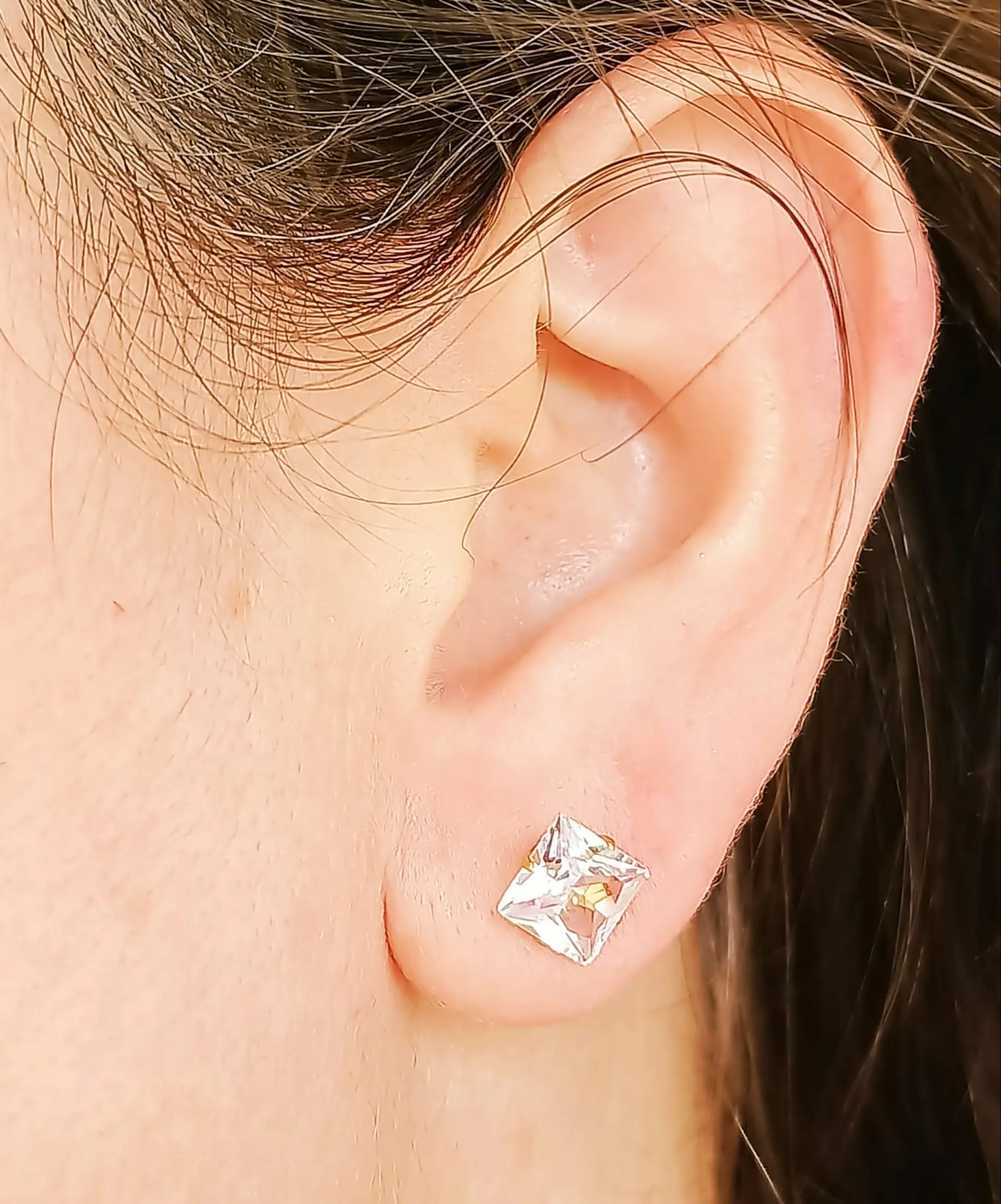 Aros Puntos De Luz Zirconio de 3mm a 7mm Cuadrado Chapados en oro 18kl 11